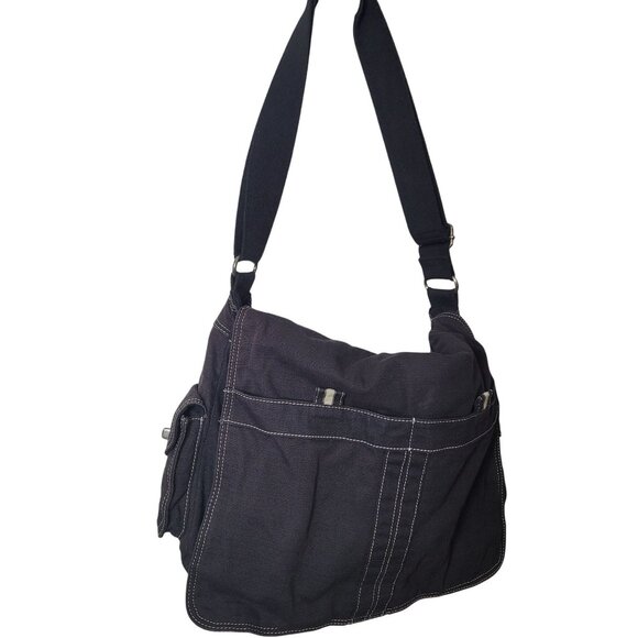 Fossil Black Canvas Shoulder Messenger Bag With Multiple Pockets Adj Strap - Picture 8 of 15